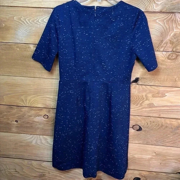 WOMENS SIZE 6 MADEWELL DRESS PLEATED IN FRONT DARK BLUE MIDI‎ - Picture 2 of 8